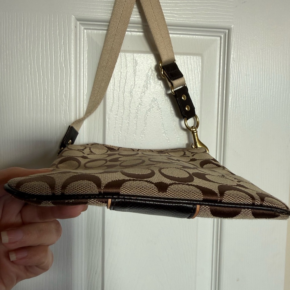 Coach Signature Brown and Tan Messenger Bag - Picture 9 of 11